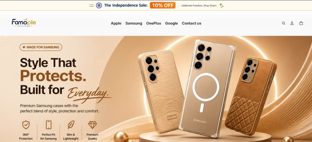 Famople premium phone cases Shopify storefront